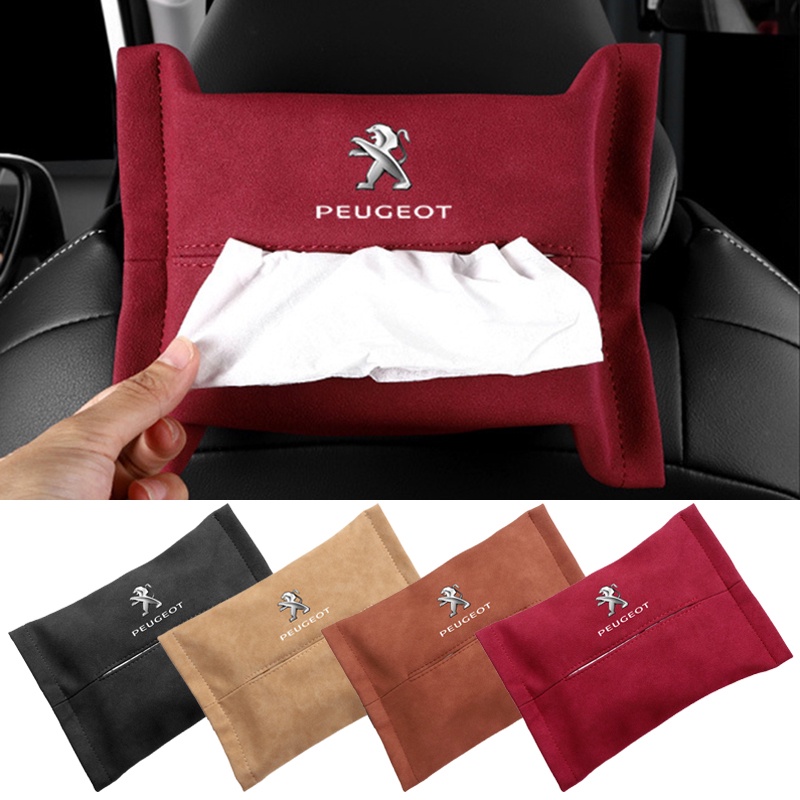 1Piece for Peugeot 307 207 407 607 4008 206 107 308 406 408 208 301 3008 Turn Fur Car Tissue Box Hanging Seat Sun Visor Tissue Bag Armrest Box Paper Towel Storage Case