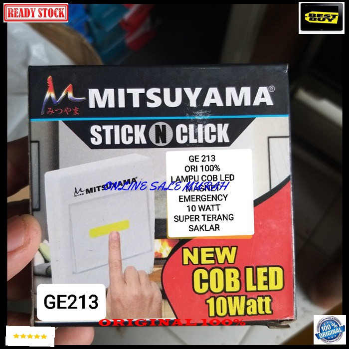 G213 Mitsuyama Lampu led emergency rumah magnet dinding wall tembok tempel putih white cob 10 watt wat magnetik terang saklar sinar cahaya lamp sentuh portable G213   Ukuran : 9 cm x9 cm x 2.2 cm  ADA MAGNET UNTUK NEMPEL DI BESI  dengan mata lamp