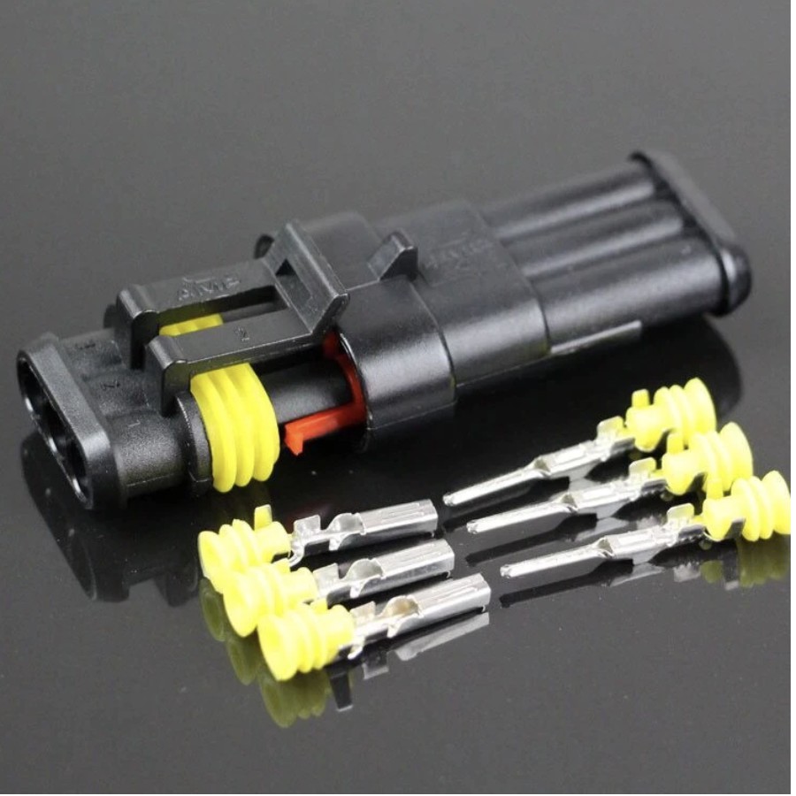 Socket Waterproof 3p Mobil Motor lampu HID Soket Anti Air 3 pin connector konektor