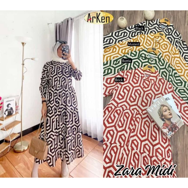 12.12 SALE CUCI GUDANG FREE ONGKIR MIDI DRESS CITRA KIRANA | BAHAN RAYON TEBAL | MOTIF ZARA