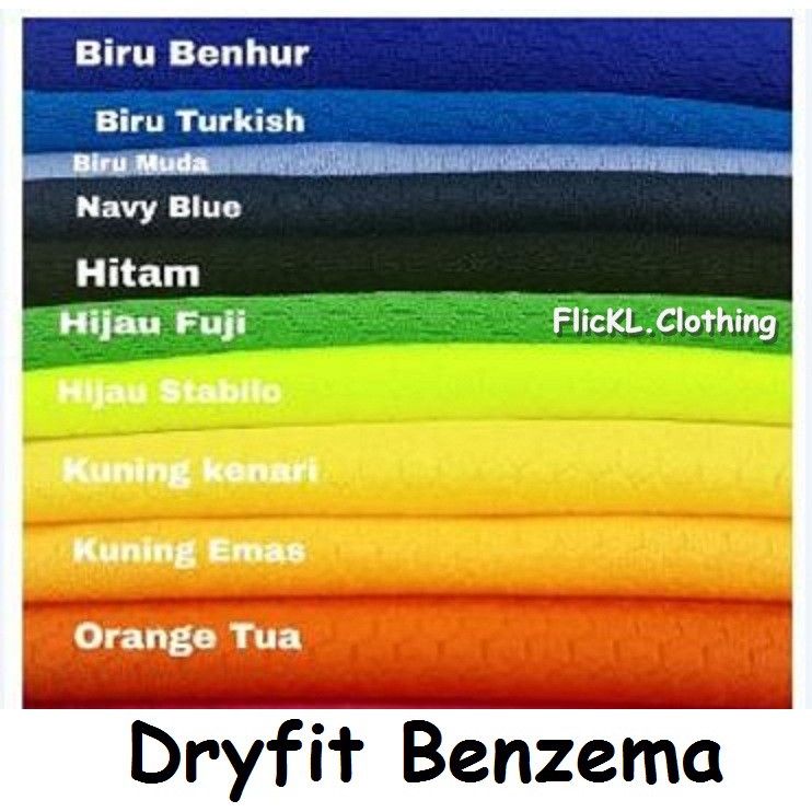 Bahan Kain Kaos Baju Dryfit Dry Fit Benzema Olahraga Jersey Bola Basket Sepakbola Futsal