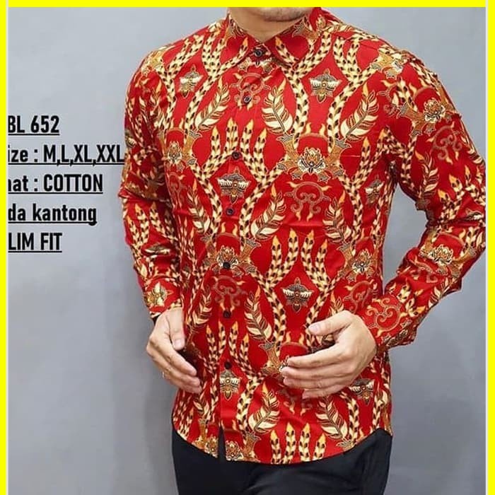 KEMEJA PRIA BATIK LENGAN PANJANG HEM BAHAN KATUN HALUS 40S LBL 652 MEWAH PREMIUM BAJU ELEGANT SIZE M L XL  SKU MS PENDEK JAKARTA PLATINUM