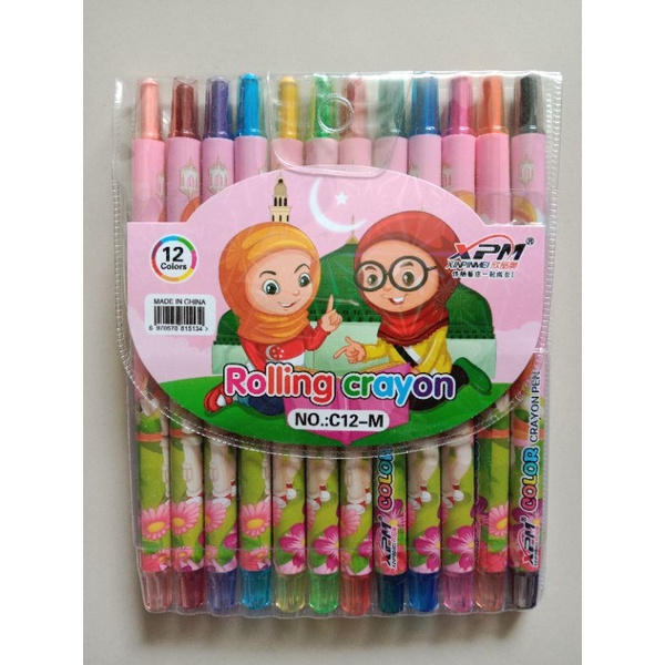 krayon Putar 12Warna Anak,Pensil 12Warna Crayon Putar Panjang-Crayon 7