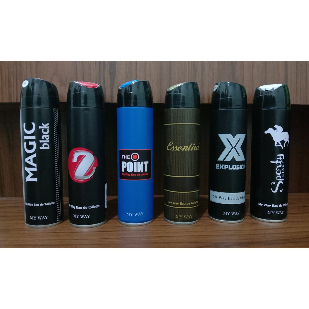 Body SPRAY For Men MY WAY Parfum Pria MAGIC BLACK/Z/THE POINT/ESSENTIAL/EXPLOSION/SPORTY NIGHT