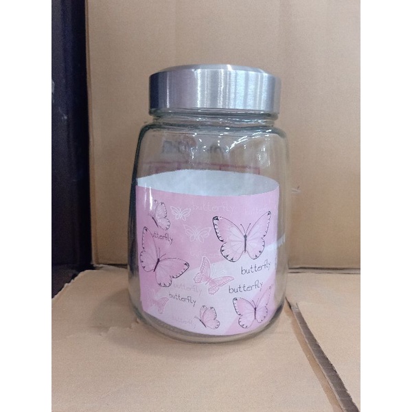 Toples kaca jumbo besar polos tutup stainless