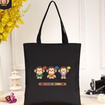 PREMIUM Tas Tote Bag Kanvas Tebal Fashion Korea - Monkey