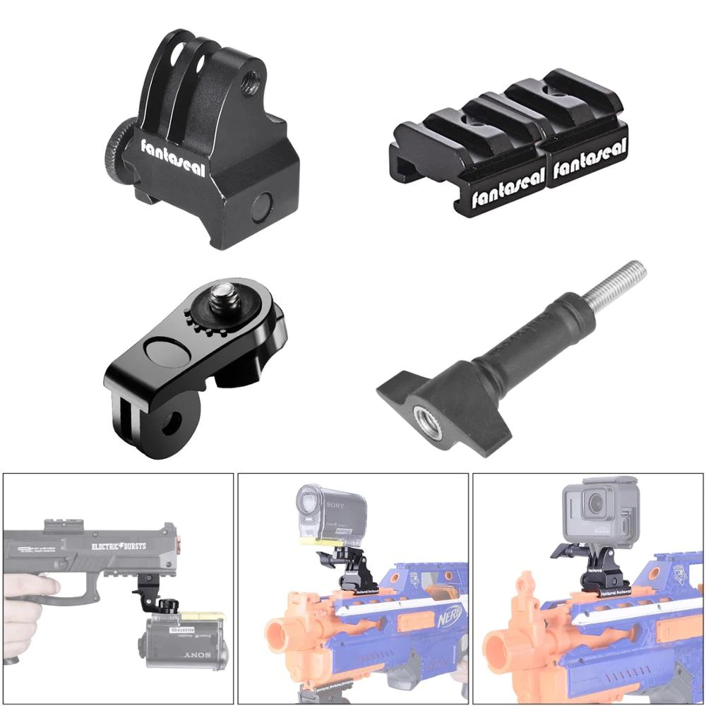 camera Gun Rail Mount Kit Aluminum Gun Rail Adapter Picatinny Nerf Gun Mount for Airsoft Carbine