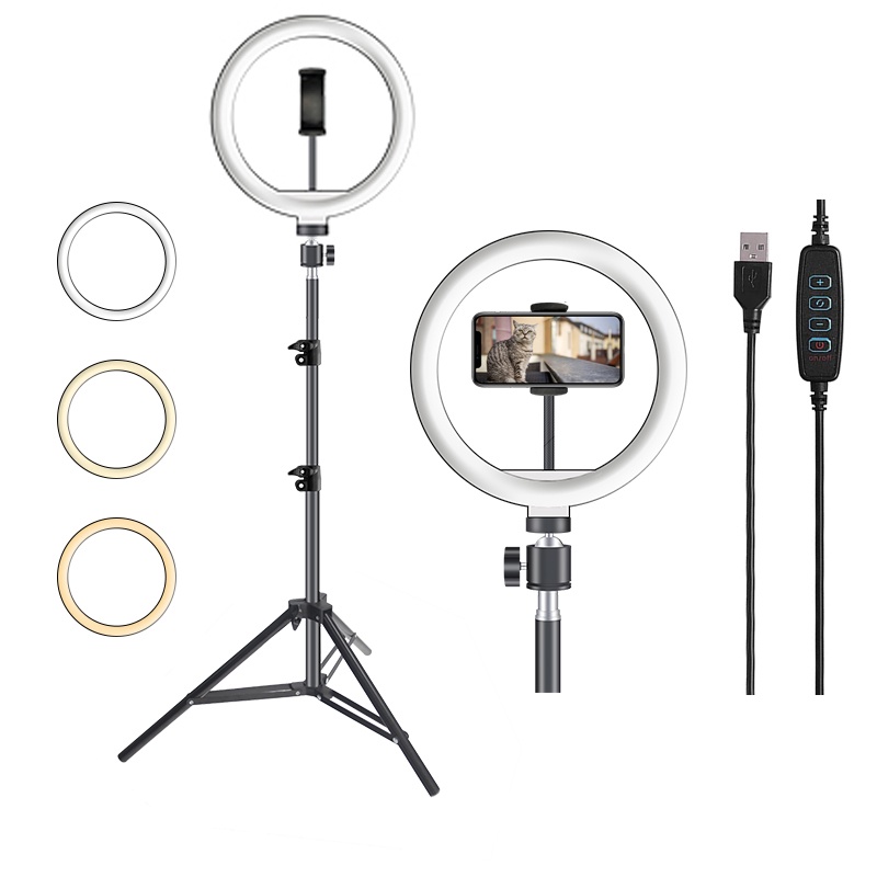 Ringlight 26 Cm + Tripod 2 Meter Lampu Foto Vlog Makeup Led Komplit Ring Light Termurah