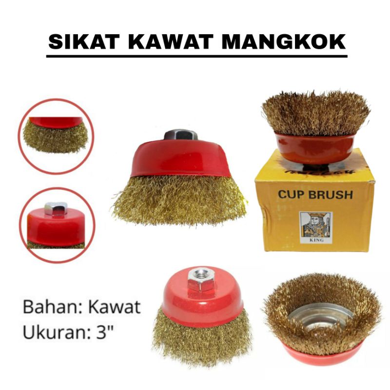 Sikat Mangkok Kuningan 3 Inch Gerinda Cup Brush Polishing wheel Sikat Besi Karat Kawat