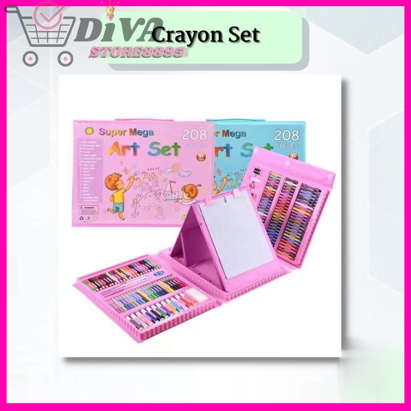 Pensil Warna Crayon Set 208 Pcs Alat Menggambar Mewarnai Anak PENCIL CRAYON ANAK LENGKAP