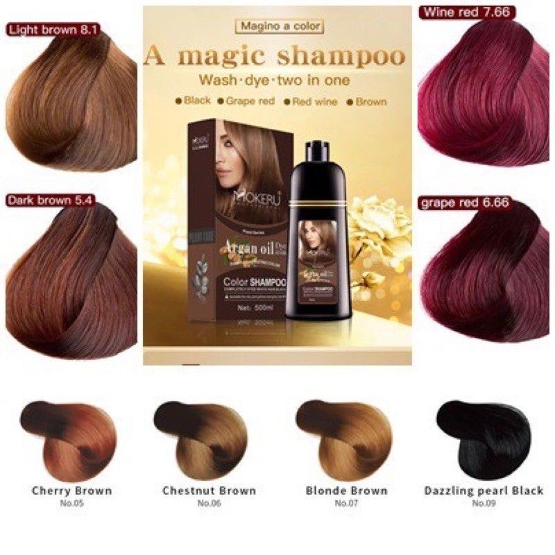 Original Mokeru KERATIN / ARGAN OIL Shampoo Semir Pewarna Rambut Herbal 500ml7