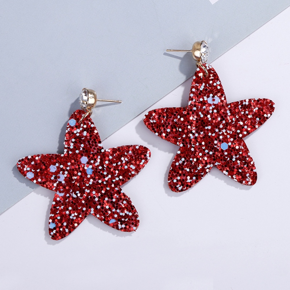 Hu Hu Hu Hu Hu Alat Bantu Pasang Kacamata♡ Anting Tusuk Gantung Wanita Desain Bintang Hias Sequin Untuk Hadiah Ulang Tahun