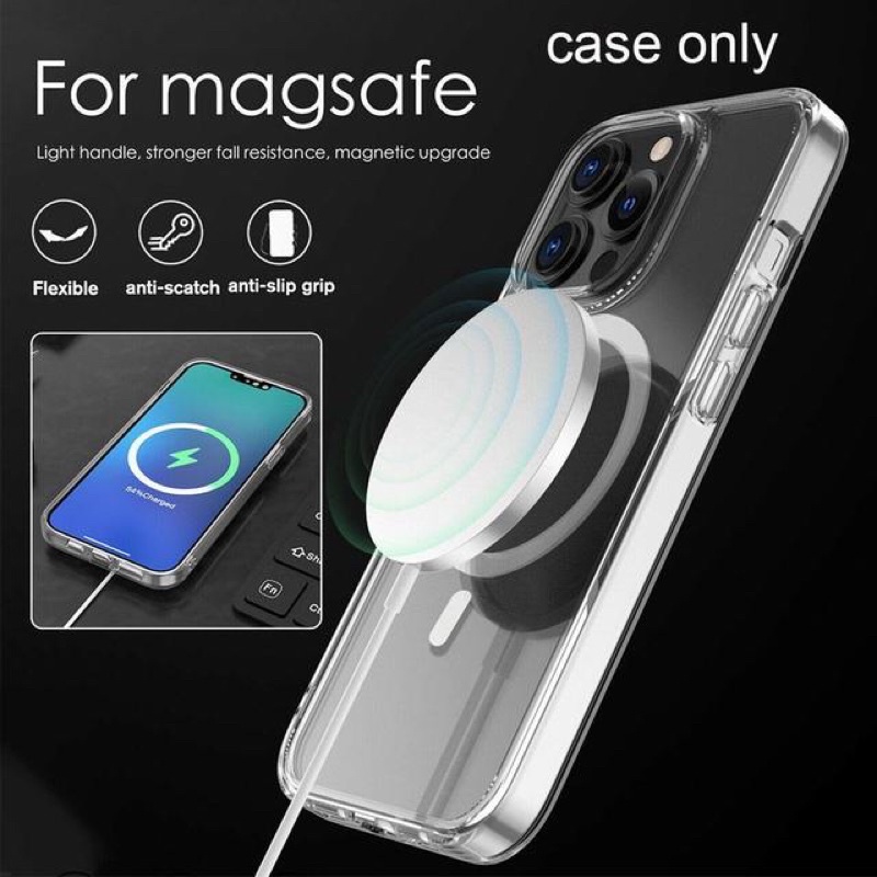 Case Iphone 12 / 12 Pro / 12 Pro Max , Casing Iphone Magsafe Clear Hybrid Bumper , Case Clear Apple