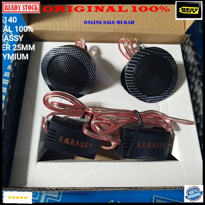 G140 Embassy original 100% tweeter super DOME twiter speaker spk mini mobil car NEODYMIUM audio sound system musik suround bahan besi magnet CROSSOVER music suara best  Harga adalah sepasang atau 2pcs speaker  Bisa buat speaker aktip ataupun pasif speaker