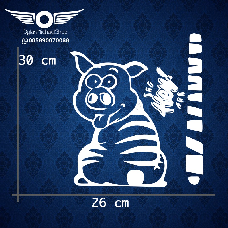 Stiker Wiper Mobil Piggy Porky Pig Goyang Ekor Babi Decal Sticker Tail