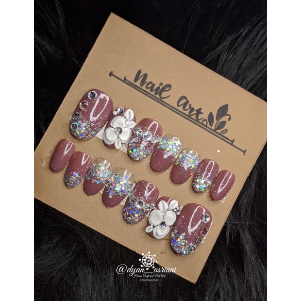 nail art cantik nail art acrylic kuku palsu pengantin murah fake nails maroon