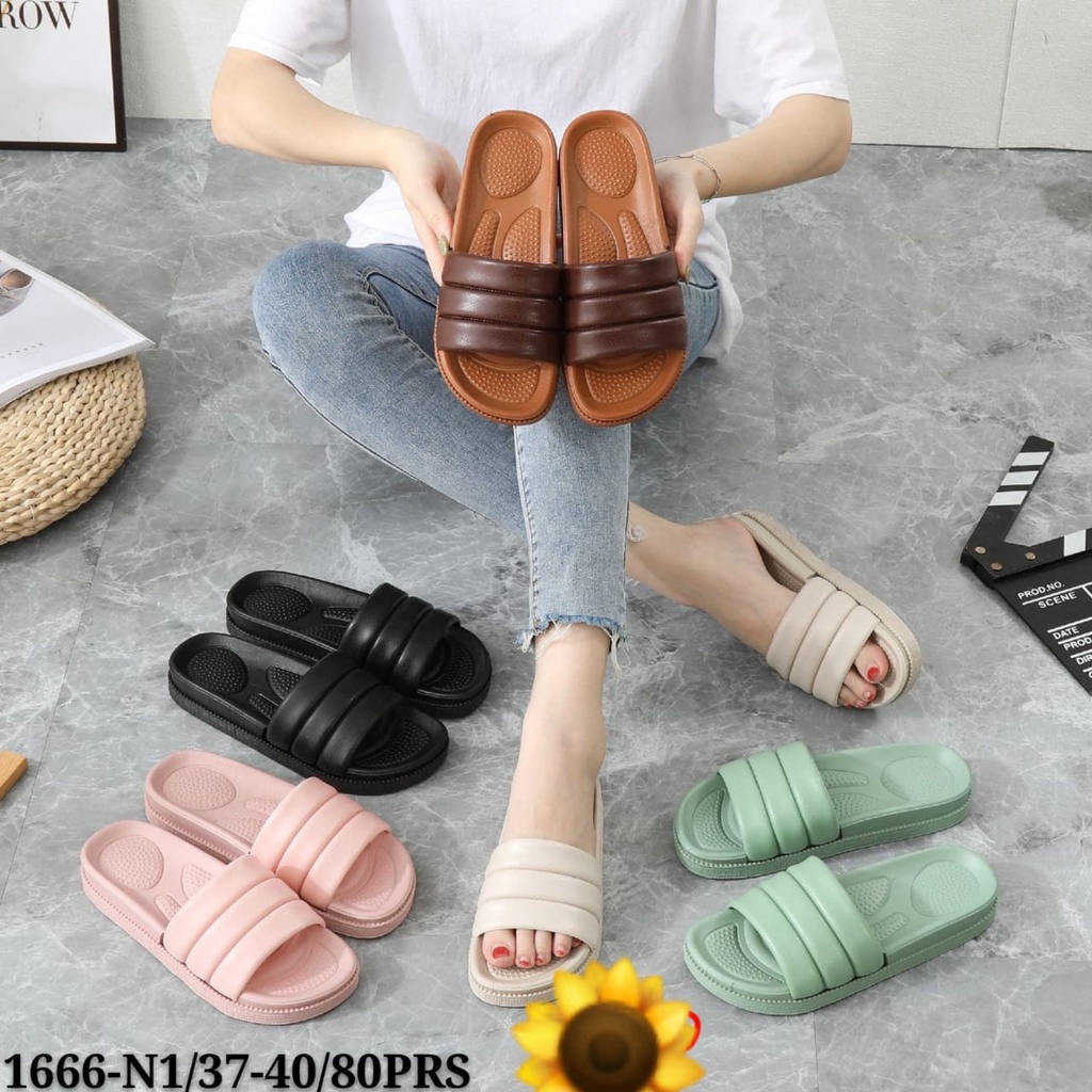 Sandal Karet Jelly Wedges Wanita import Model Terbaru Original Kekinian by AGUNG STYLE Balance 1666-N1