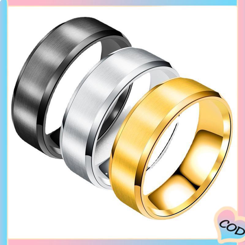COD❤️ Cincin Jari Bahan Titanium Warna Hitam Emas Silver Untuk Pria-A.one
