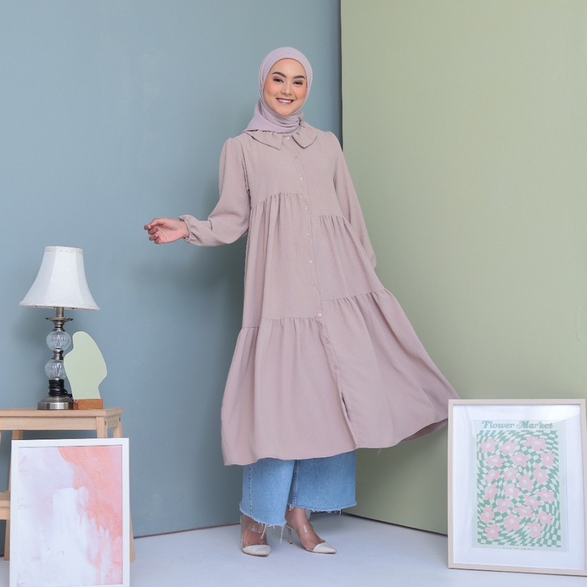 Ayesha Midi dress / Long tunik airflow crincle looklike heaven lights