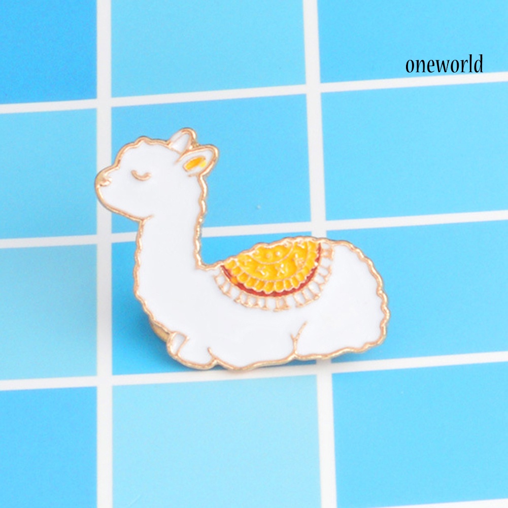 OW@ Cartoon Animal Alpaca Enamel Collar Shirt Pin Badge Brooch Jewelry for Women