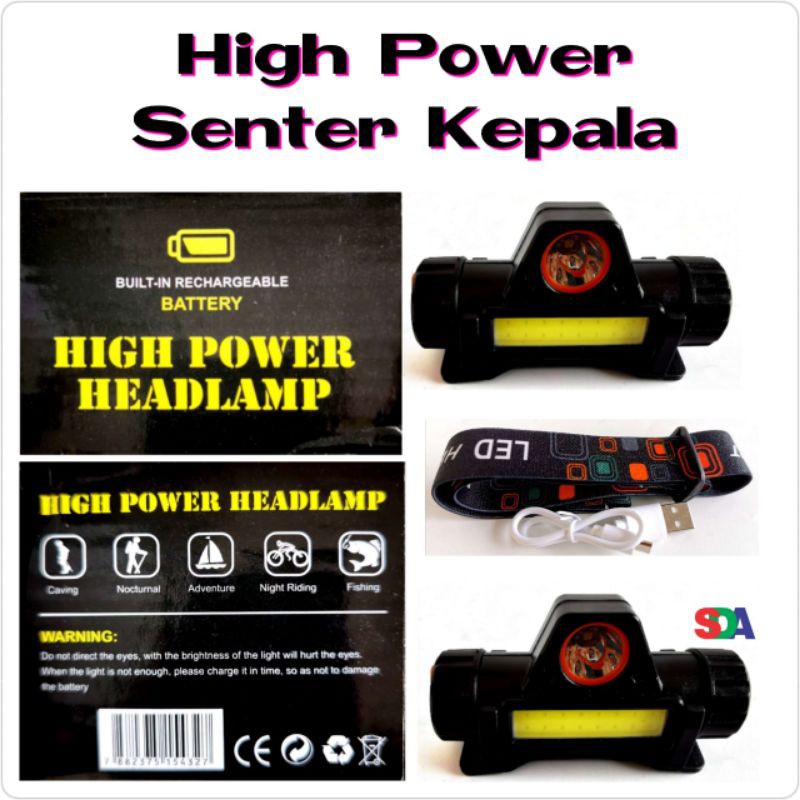 Senter Kepala LED Super Terang Charger High Power