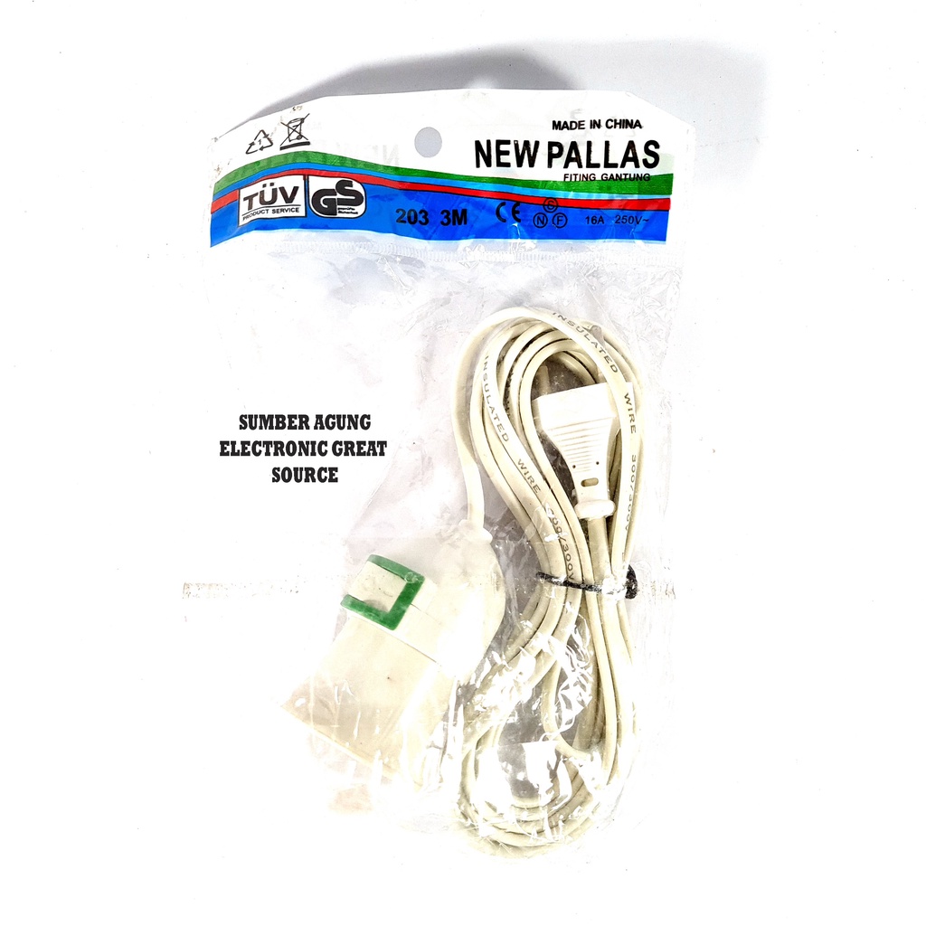 Fiting Kabel 3M Set Newpallas 203 Fitting Gantung Lampu Saklar Set Tinggal Pakai