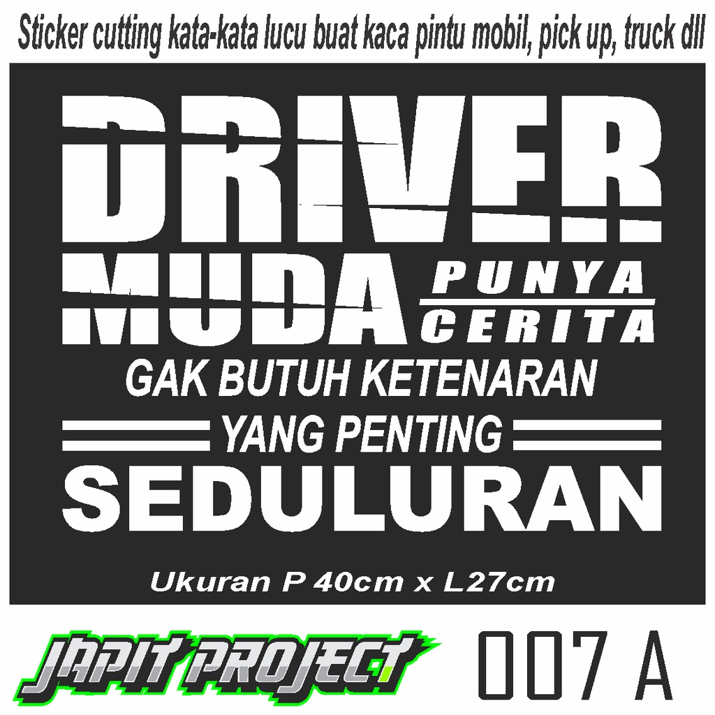 STIKER CUTTING KATA-KATA LUCU BUAT KACA SAMPING BUAT SEMUA MOBIL BISA REQUEST 02NS