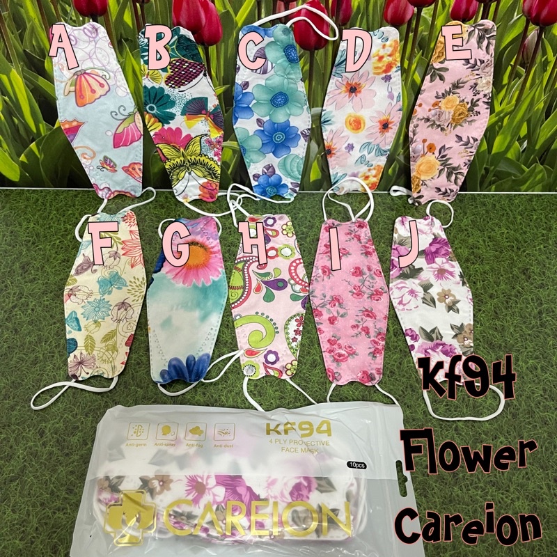 CAREION FLOWER - Masker KF94 Bunga 4ply disposable mask adult kemenkes isi 10pcs