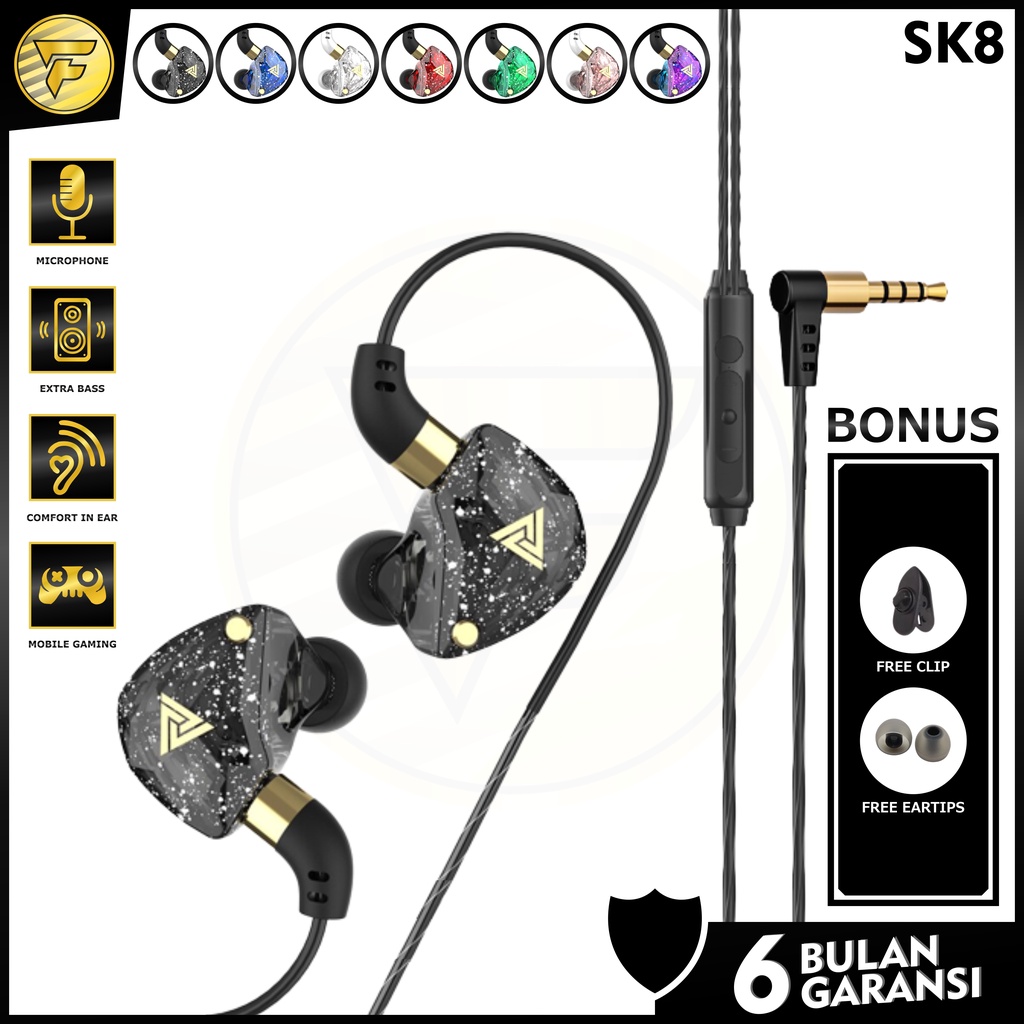 QKZ SK8 earphone original Dynamic Heavy BASS stereo music sport telfon headset with mic