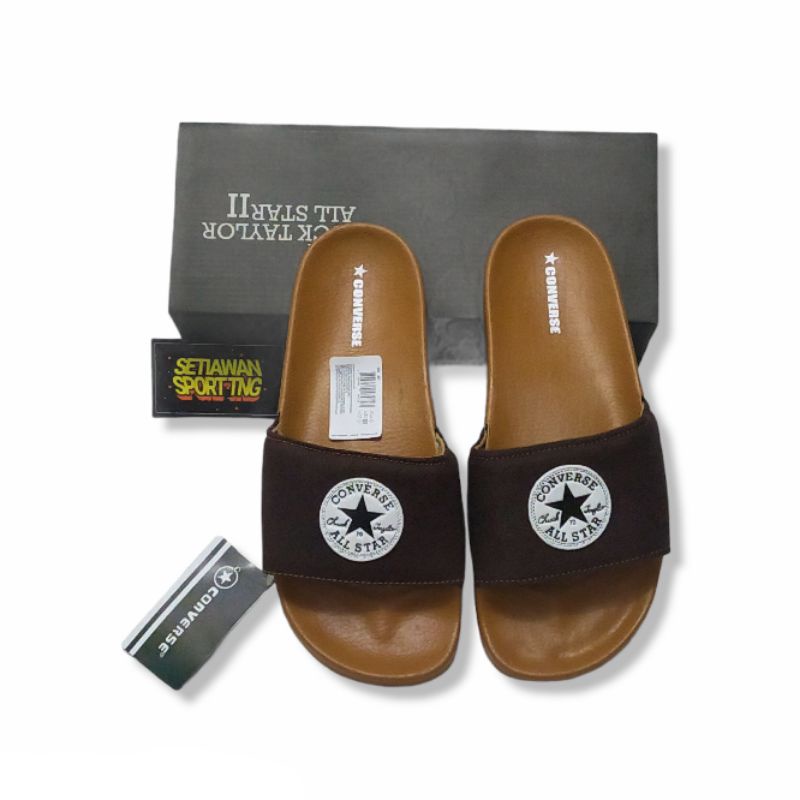 SANDAL ORIGINAL CONVERS3 CT SLIDE/SLOP PRIA-WANITA COKLAT LOGO WHITE