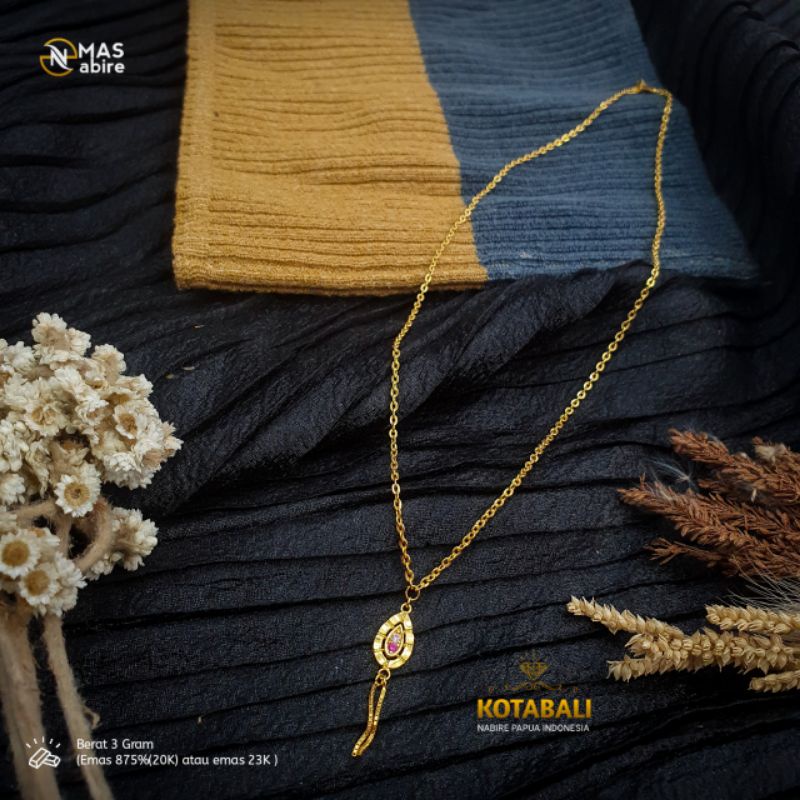 kalung emas asli kadar 875% model Variasi permata merah | emasnabire papua