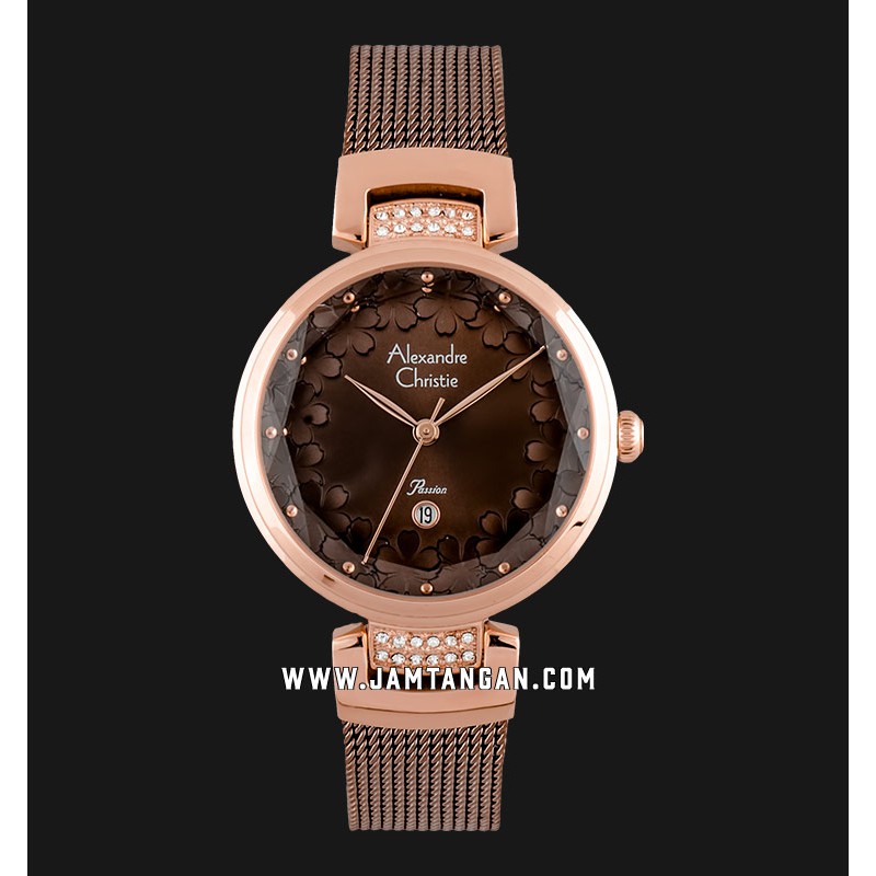 Alexandre Christie AC 2756 LD BROBO Ladies Brown Dial Rose Gold Stainless Steel