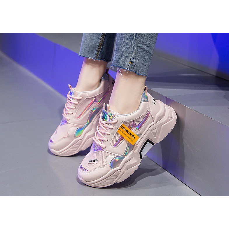 Sepatu Sneakers Import Fashion Wanita Korea Model Neon ORIGINAL TERBARU DEWASA