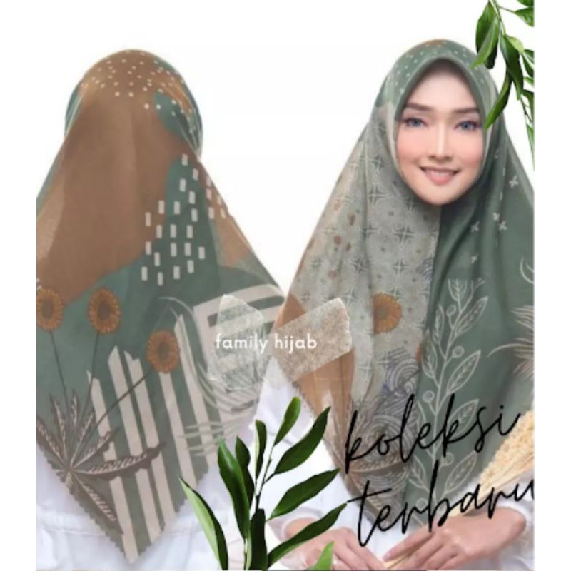 Hijab segi empat motif asilia ijo / Kerudung  SEGI EMPAT MOTIF TERBARU HIJAB SEGI EMPAT MOTIF DEENAY