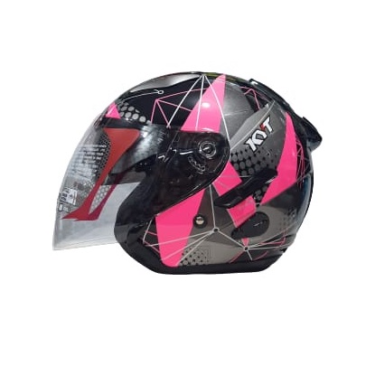 Helm KYT GALAXY Slide Motif Seri 6 Black Fuxia Double Visor