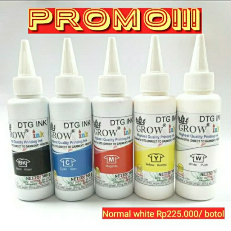 Tinta GROW INK DTG DTF.WHITE.Tinta Textile.Tinta Garment.Tinta Kaos.Sablon kaos.Plastisol