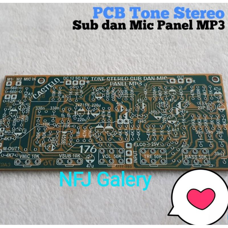 PCB tone control stereo Subwoofer dan Mic Sparepart Mikrofon Alat Elektronik Speaker Power Amplifier