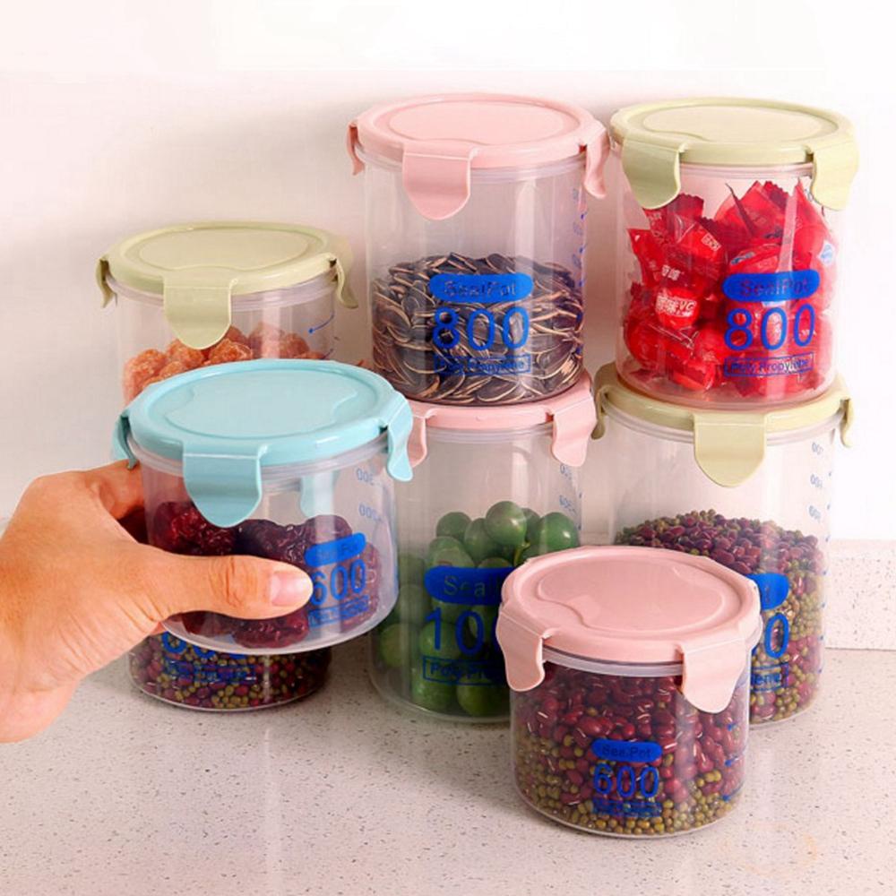 [Elegan] Food Container Sealed 600/800/1000ml Untuk Toples Sereal Snack Botol Penyimpanan Rumah Segel Kotak