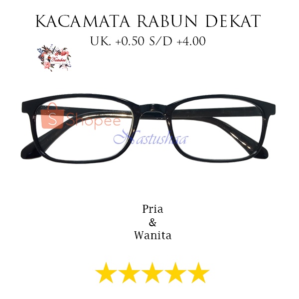 Kacamata Baca Plus Pria Wanita Uk. +0.50 s/d +4.00 Model Persegi Panjang Hitam Rabun Dekat Reading glasses NOCASE