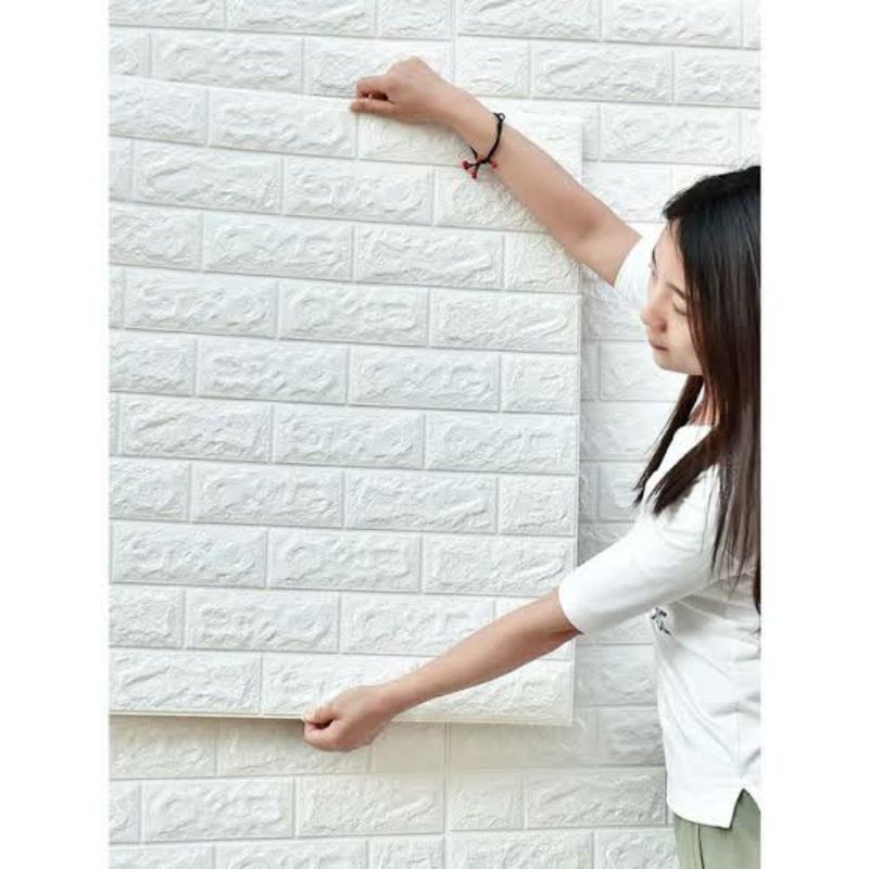 Wallpaper dinding 3D/ wallfoam bata putih