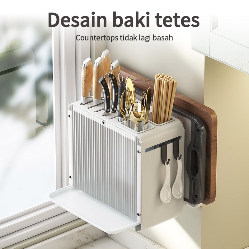 Rak Dapur Pemegang Pisau Talenan Pemegang Sendok Rak Penyimpanan Keranjang Gantung Sendok Garpu Drainer Garpu Pemegang