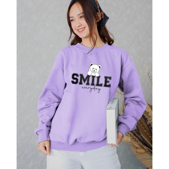 Kaos Lengan Panjang SMILE / Kaos Sweatshirt / Atasan Wanita / Atasan Wanita Lengan Panjang