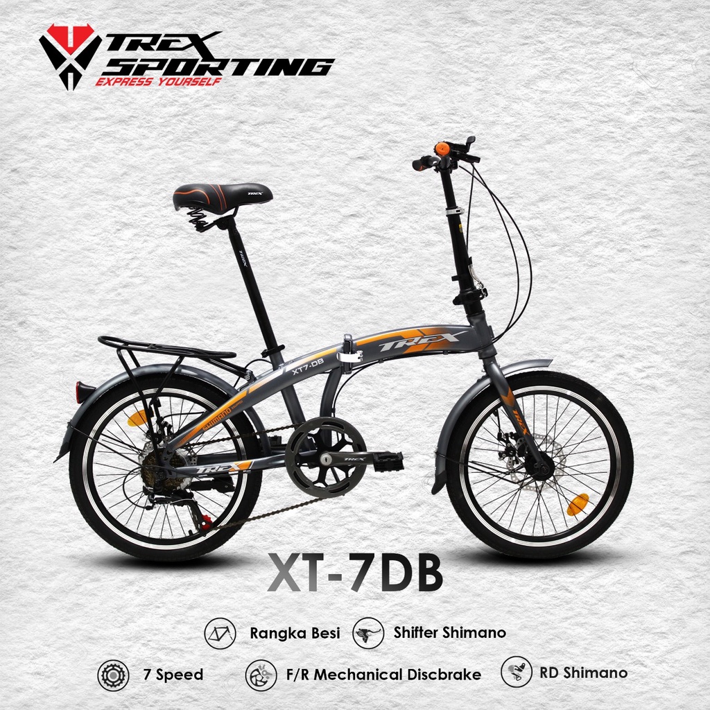 SEPEDA LIPAT TREX XT 7 DB 16 dan 20 SHIMANO 7 SPEED FOLDING BIKE DISC BRAKE sepeda lipat murah