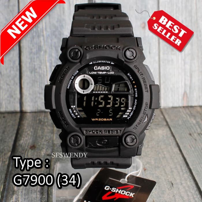Jam tangan G Shock G-7900 Full Black Hitam army digital pria & anak