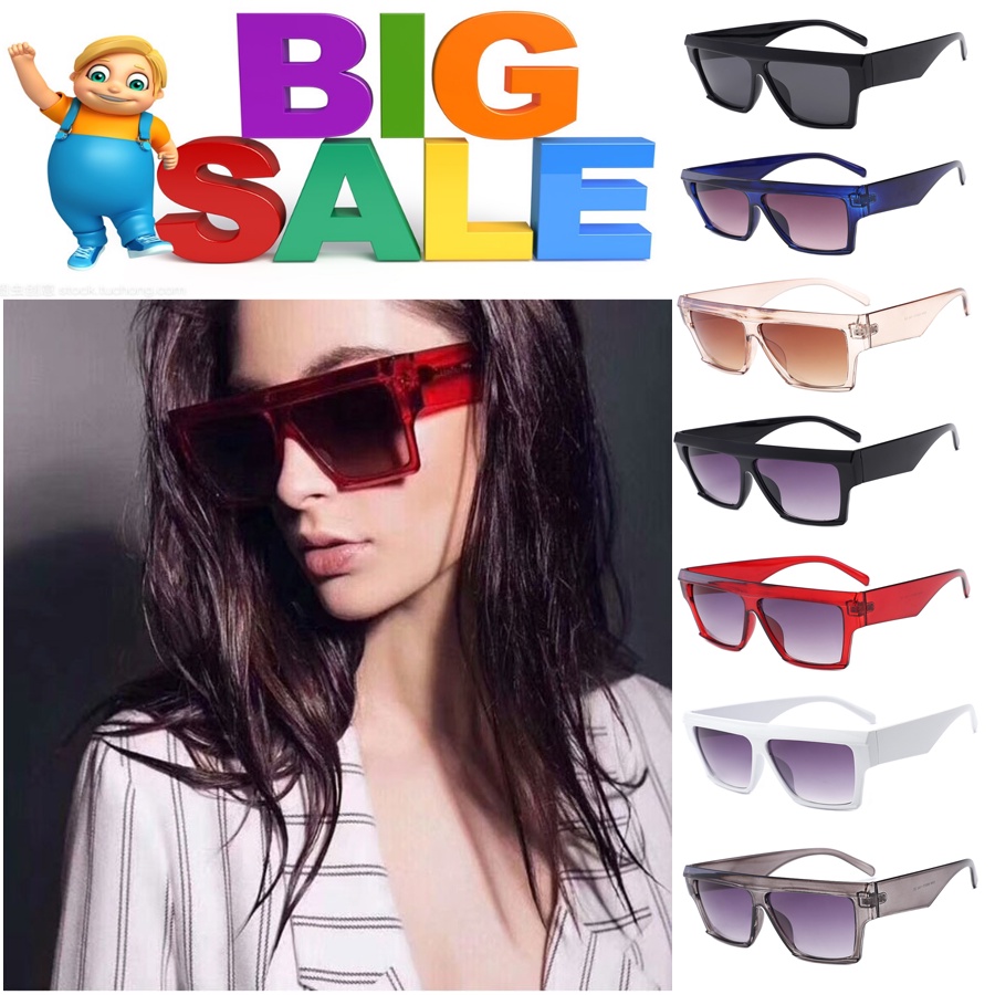 2022 Kacamata Hitam Oversize Model Flat Top Mewah Untuk Pria / Wanita