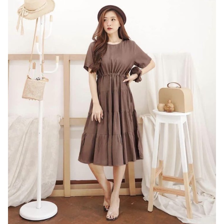 DRESS RUFFLE WANITA/DRESS CASUAL/DRESS