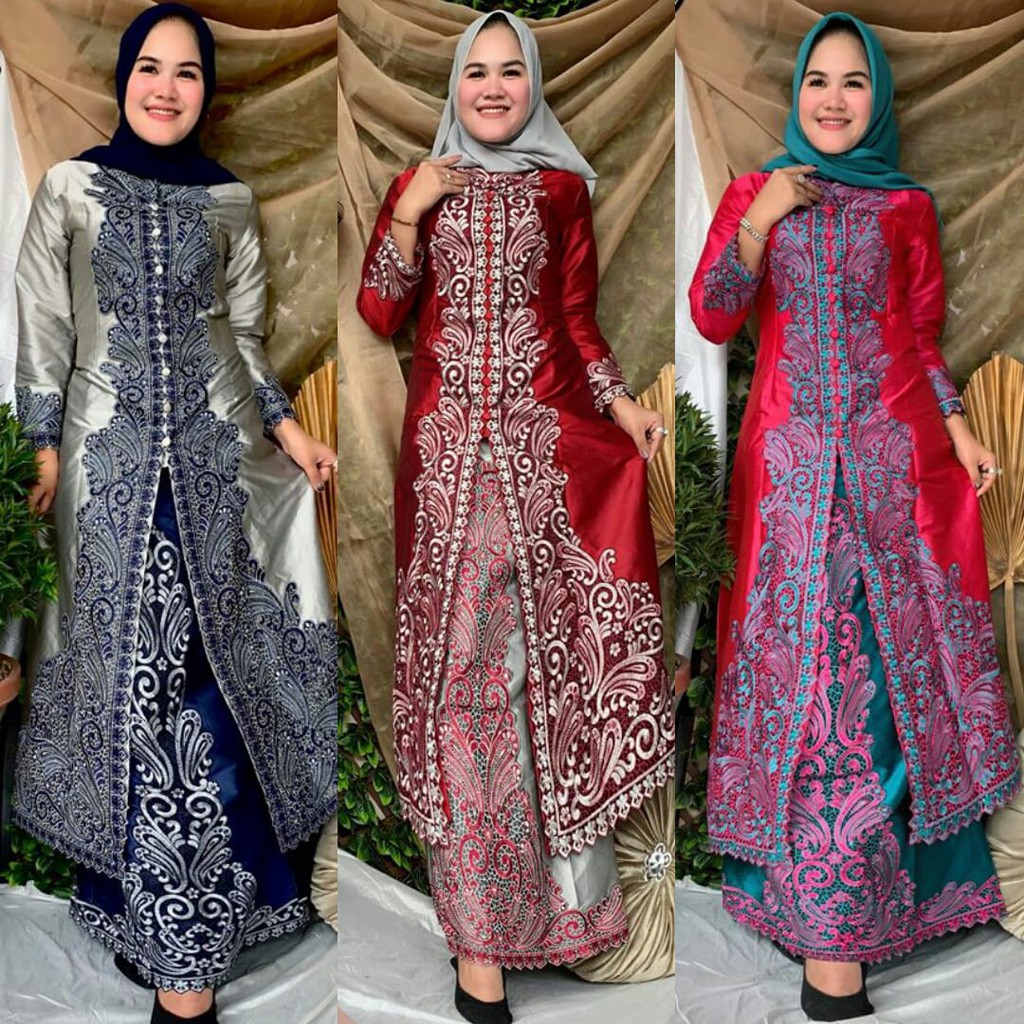 Setelan Abaya Taffeta Bordir Jomjom