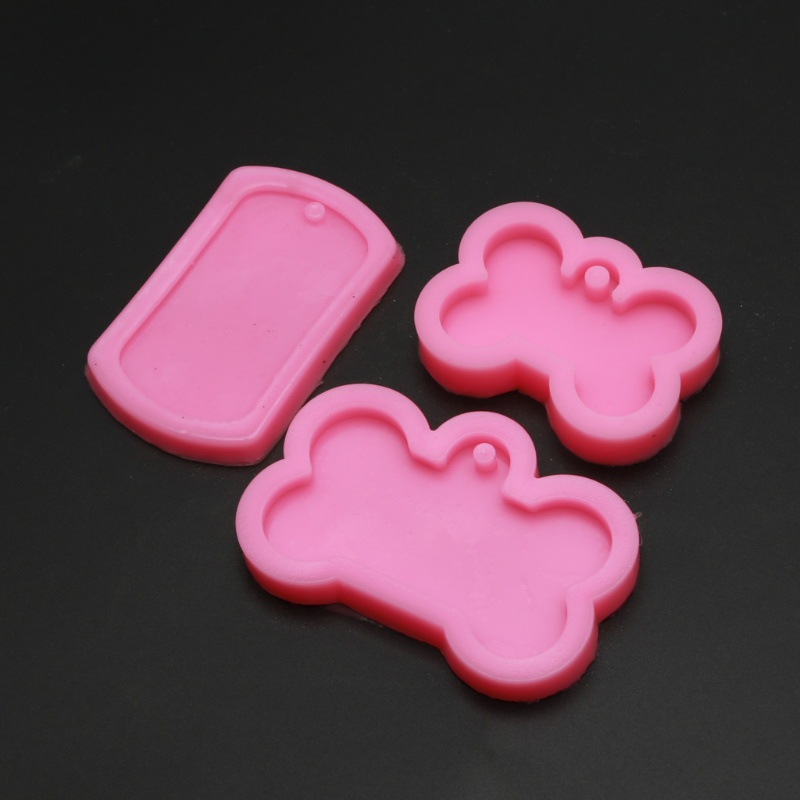 SIY  3Pcs Dog Tags Pendant Resin Casting Mold Kit Silicone Military Bone Shape Tag Pendant Keychain Mold Jewelry Making Tools