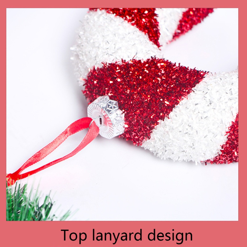 Ornamen Permen Tongkat Glitter Model Gantung Untuk Dekorasi Pohon Natal