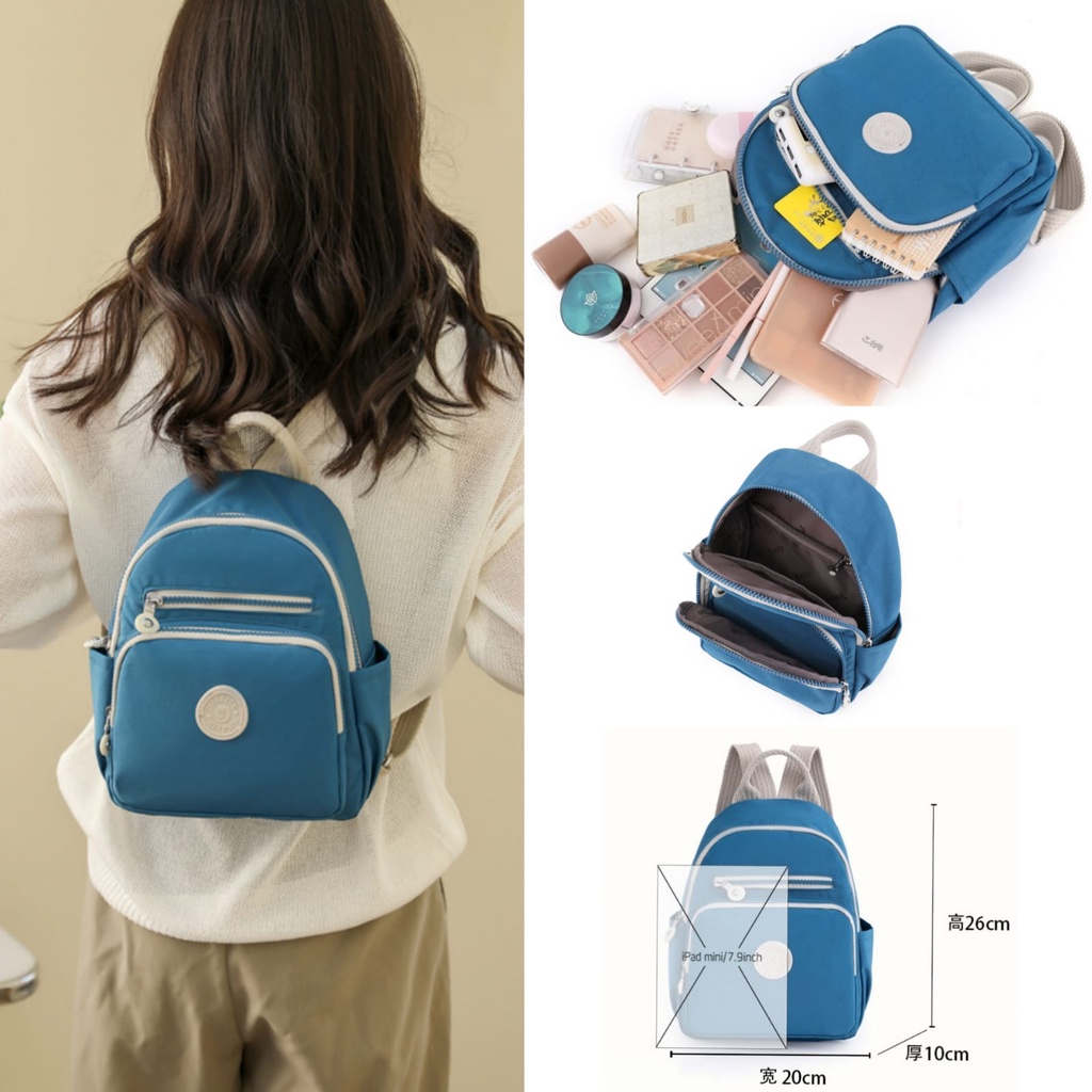 TAS RANSEL WANITA KANVAS BIRU WUYISA TA684B2 IMPORT BACKPACK GENDONG CEWEK SEKOLAH KOREA KULIAH KERJA PUNGGUNG BRANDED REMAJA BATAM PREMIUM KEKINIAN